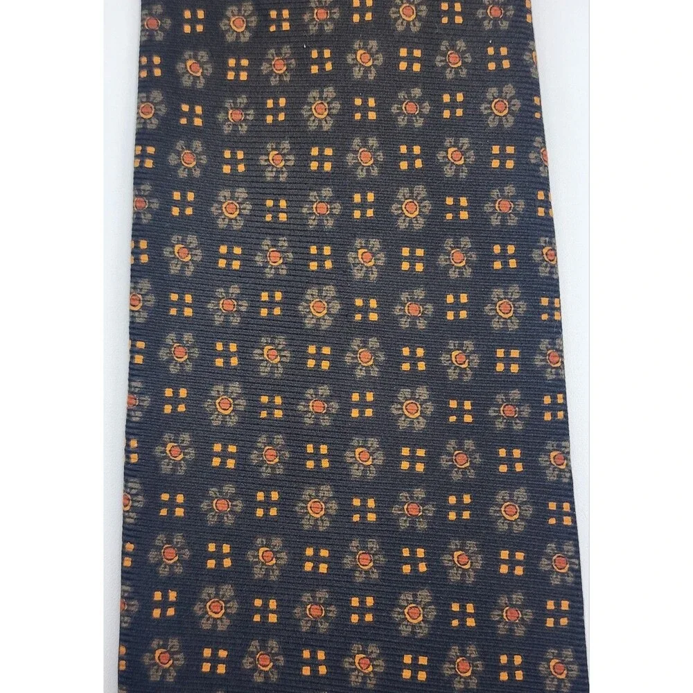 Stunning Vintage ROBERT TALBOTT Geometric/Flower Pattern Hand Sewn SILK Necktie